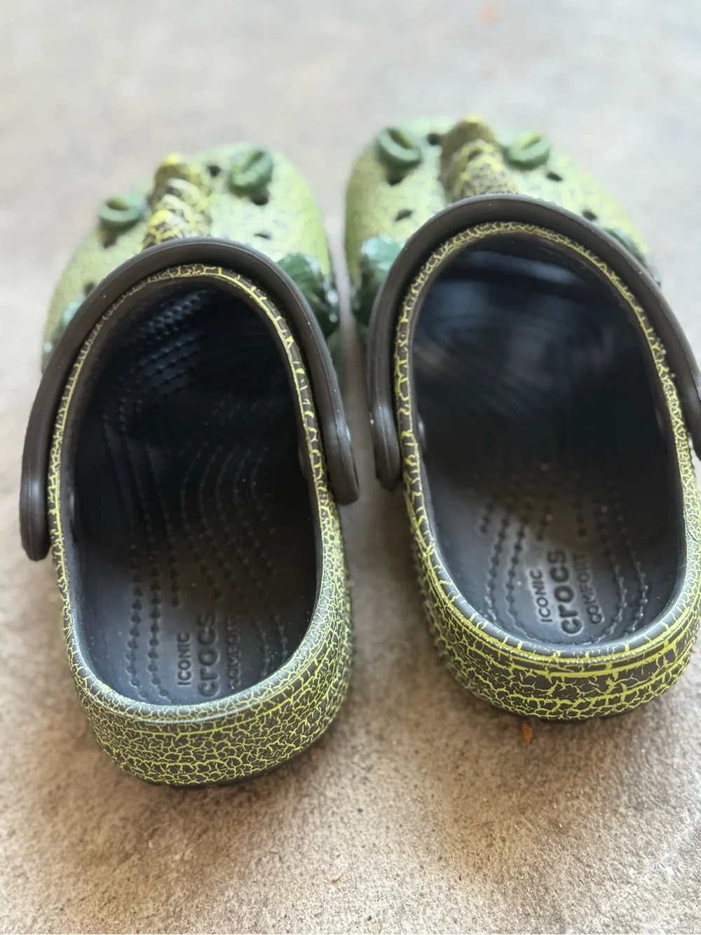 CROCS Kids Green Black Croc-Theme Clogs